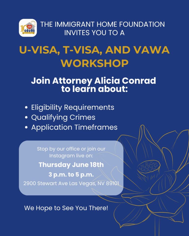U-Visa, T-Visa, and VAWA Workshop Flyer, June 2026 — Rafael Rivera Community Center